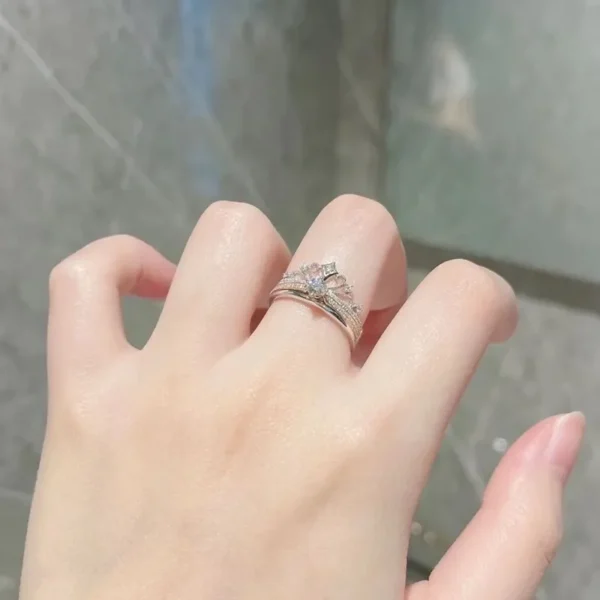 Anéis feminino,Moissanite Diamante, Anéis de Noiva, S925 Sterling Silver, Duplo Cor, 2 em 1 Jóias Finas, Luxuoso, 0.3ct - Image 5