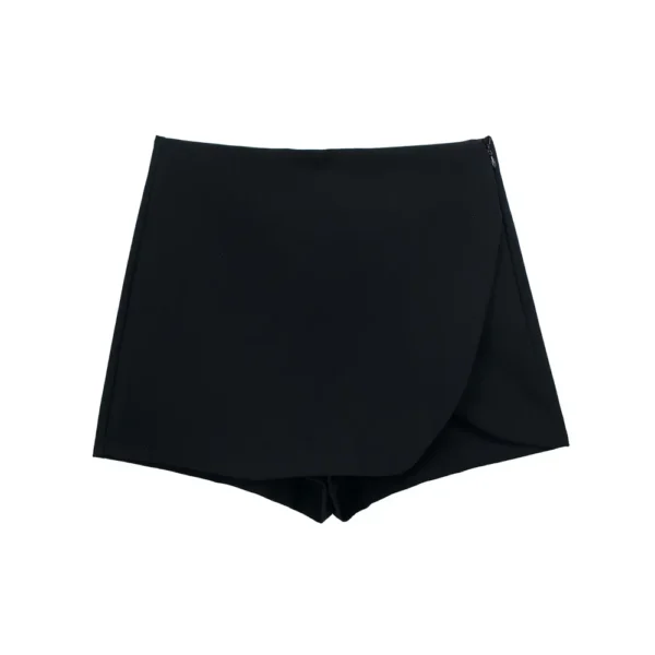 Shorts/Saias feminina, TRAF, auto-sobreposição, cintura alta, zíper lateral, vintage, estilo pareo, moda feminina - Image 7