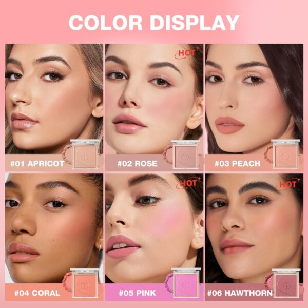 Blush Pó-O.TW O.O-Paleta Matte, Brilho Natural, Misturas de Longa Duração, Rosa Pêssego, Face Cheek,  6 Cores - Image 12