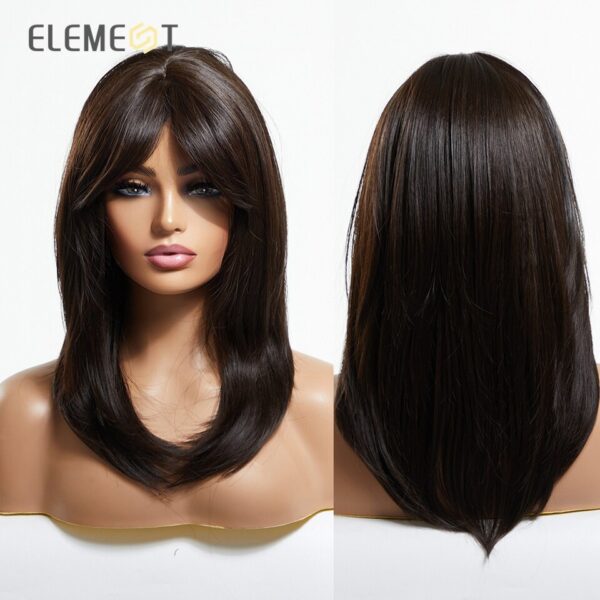 Perucas sintética cabelo médio ondulado, ELEMENTO, perucas louras castanhas misturadas, resistente ao calor, faixa respirável, festa diária, legal - Image 8