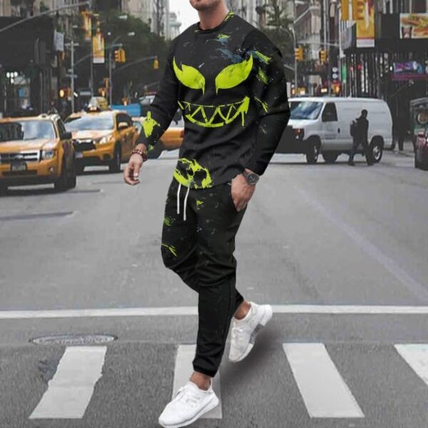 Calças de moletom + blusa manga comprida, vintage, Moletom extragrande, Roupas masculinas, Outono, Streetwear, conjunto 2 peças, 2023 - Image 3