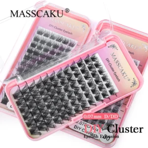 Cílios postiço extensão, segmentado, MASSCAKU-Segmentado, feixes falsos, Natural russo, Faux Mink, Maquiagem Cílios, 72Volume, Cluster DIY