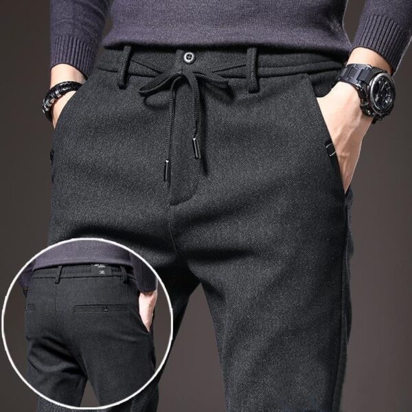 Calças masculina reta Plus Fleece Thicken Men's Casual Sport, Streetwear Moda Outono Inverno, Sólida Completa - Image 11