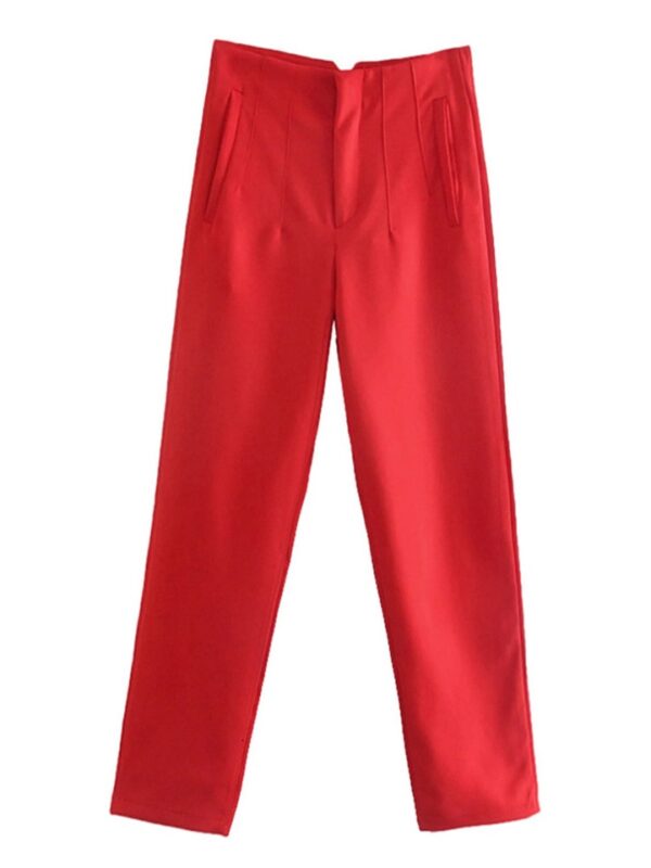 Calças feminina cintura alta, Pai Rann, elegantes e casuais, bege, calças justas femininas, moda, primavera - Image 18
