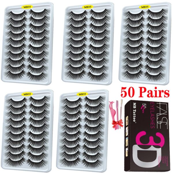 Cílios dramáticos naturais longos Mb, 3d vison, wispies cílios extensão olho, beleza, postiços conjunto falso, 50 pares - Image 23