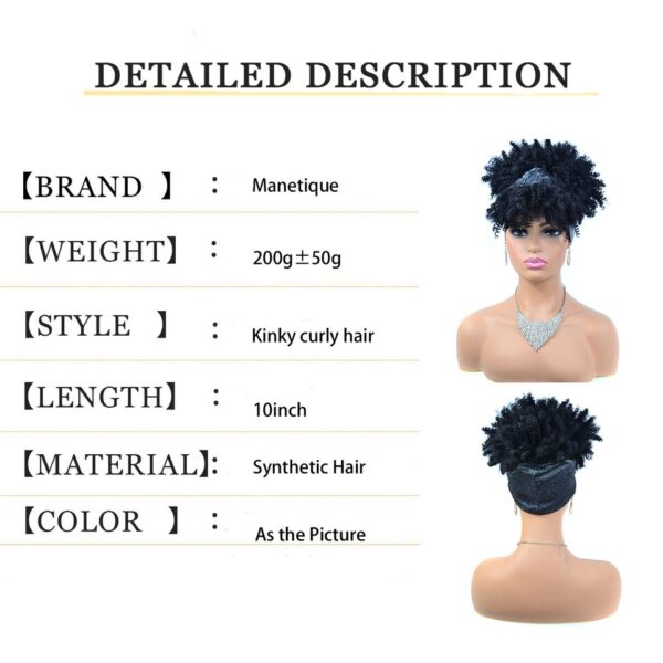 Perucas curta e encaracolada com bandana para mulheres negras, cachecol afro encaracolado, envoltório de turbante sintético, cabelo falso natural, uso diário - Image 12