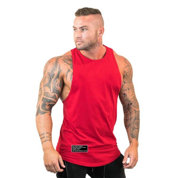 Camiseta masculina regata esportiva sem mangas, camiseta com corte muscular, camisa em y para treino - Image 30