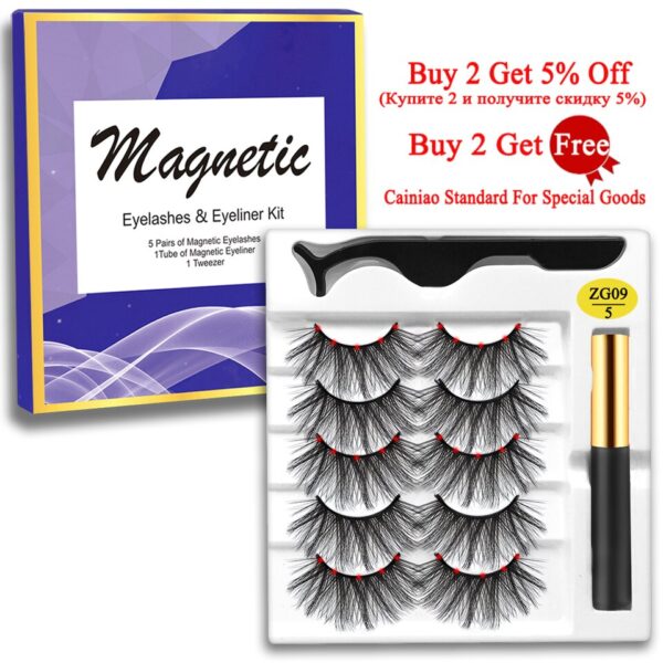 Cílios magnéticos, MB,  Set com pinças Eyeliner, cílios 3D Mink, cílios falsos naturais, Magnetique, 5 pares, Novo - Image 7