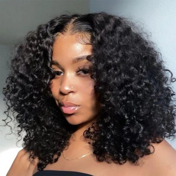 Perucas Curta Bob Lace Frontal, cabelo humano, 13x4, onda profunda, 180 Densidade