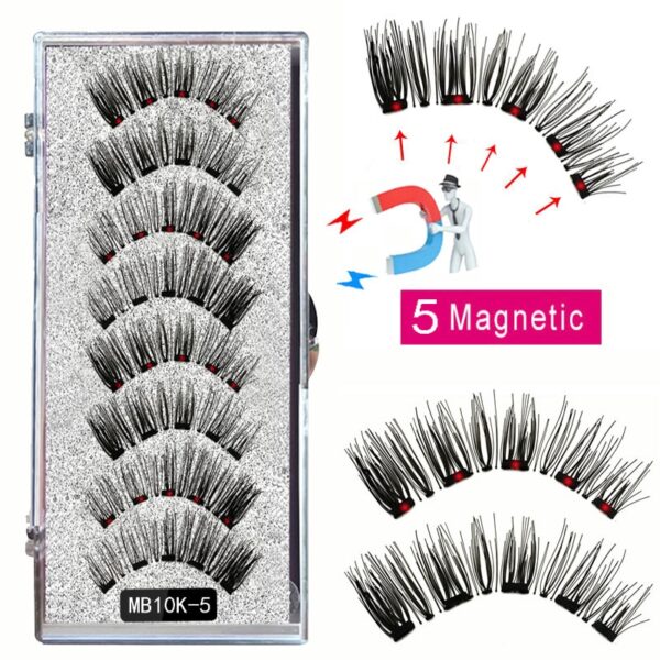 Cílios magnéticos, LEKOFO,  Natural Mink Eye Lashes, 5 Cílios Magnéticos, 4 Pares Ímãs, Faux Lashes Pinças, 8Pcs - Image 30
