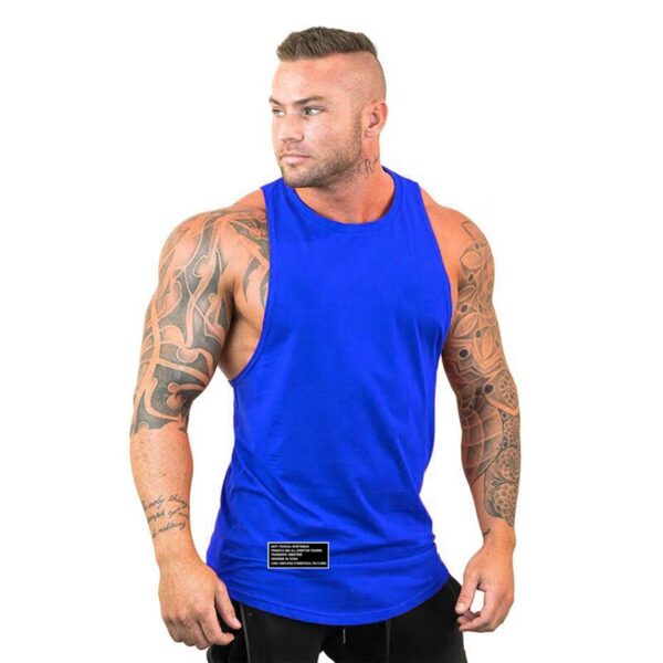 Camiseta masculina regata esportiva sem mangas, camiseta com corte muscular, camisa em y para treino - Image 12