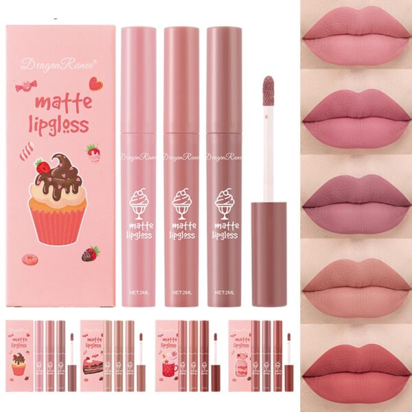 Batom líquido, 3 pçs conjunto, doce matte velvet, esmalte à prova d água de longa duração não-marcação natural lábio matiz kit  yzl1 - Image 26