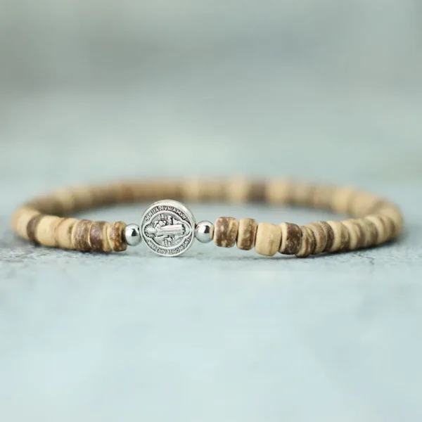 Pulseiras de Madeira unissex, frisada, 4mm Pulseira Cruzada, Olhos De Tigre Naturais, Pulseira De Madeira, Meditação, Jesus, Fé - Image 7