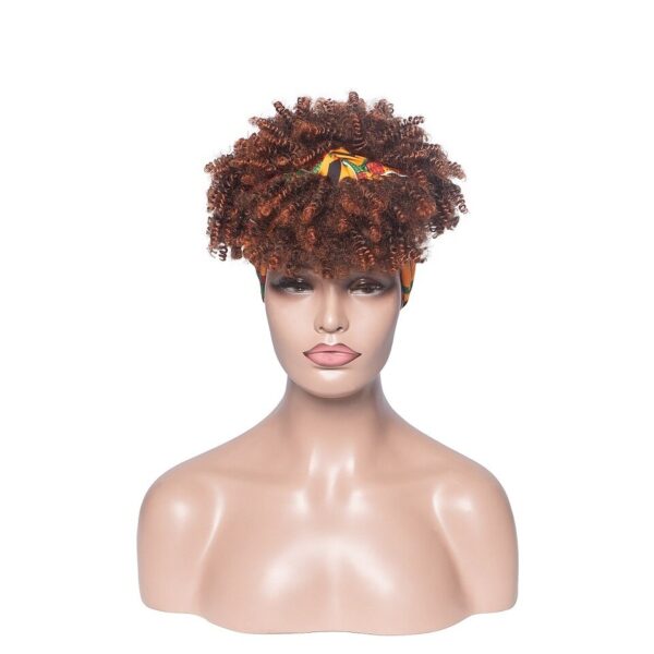 Perucas curta e encaracolada com bandana para mulheres negras, cachecol afro encaracolado, envoltório de turbante sintético, cabelo falso natural, uso diário - Image 23