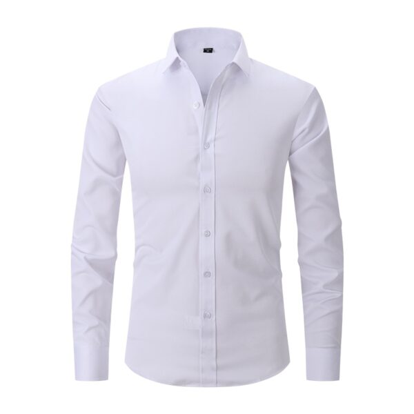 Camisas masculina em fibra de bambu, slim fit, manga comprida, sem ferro, fácil cuidado, formal, roxa, nova, 2023 - Image 15