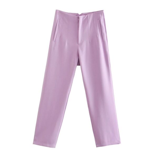 Calças feminina reta, KONDALA-moda chique, roupas de escritório, vintage, cintura alta, com zíper, 2023 - Image 16