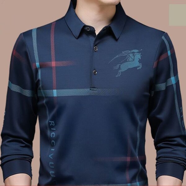 Camisetas masculina Polo gelo manga longa, camisa larga fina e lapela, tops, casual, primavera, verão, novo, 2023 - Image 13