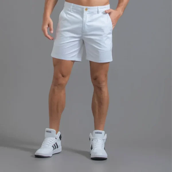 Shorts masculino casual, de golfe, slim fit masculino, monocromático, algodão puro, impermeável, resistente ao desgaste, carga, masculino, sexy, verão, 2023 - Image 6