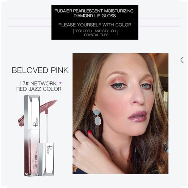 Batom brilho labial diamante perolado, batom líquido hidratante, impermeável, beleza, sexy, 18 cores - Image 14