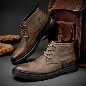 Sapatos masculino de couro com cordões, respirável, casual, top baixo, Martins, ao ar livre, novo, alta qualidade, quatro estações