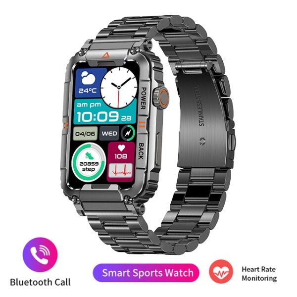 Relógio de pulso, monitor de saúde militar Smartwatch , Android, IOS, de fitness, Chamada Bluetooth, IP68 impermeável, Smartwatch esportivo, 2023 - Image 3