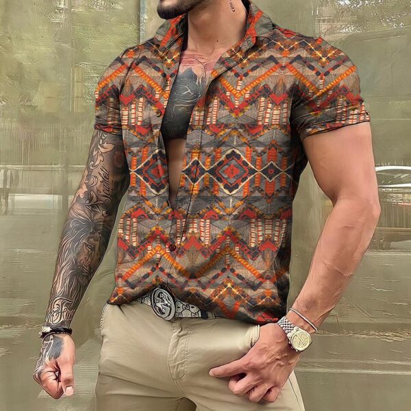 Camisas masculina havaiana de manga curta, roupas vintage extragrandes, estilo étnico, camisas estampadas, streetwear casual, tops soltos Dazn