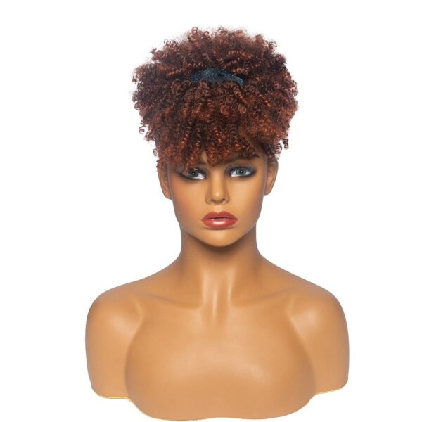 Perucas curta e encaracolada com bandana para mulheres negras, cachecol afro encaracolado, envoltório de turbante sintético, cabelo falso natural, uso diário - Image 18