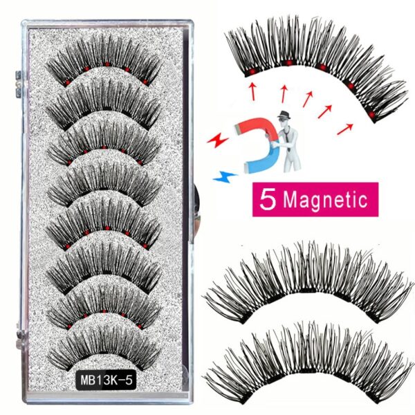Cílios magnéticos, LEKOFO,  Natural Mink Eye Lashes, 5 Cílios Magnéticos, 4 Pares Ímãs, Faux Lashes Pinças, 8Pcs - Image 37