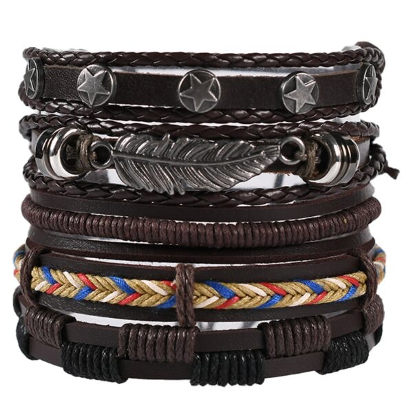 Pulseira couro ajustável, moda viking, mão, pulseiras tecido crânio, jóias ajustável conjunto - Image 17