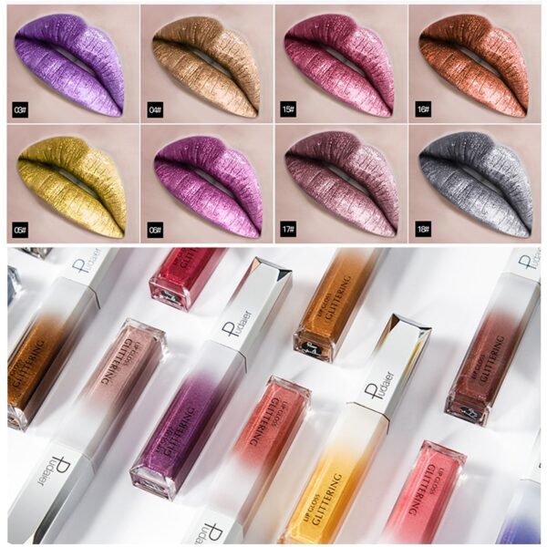 Batom brilho labial diamante perolado, batom líquido hidratante, impermeável, beleza, sexy, 18 cores - Image 26