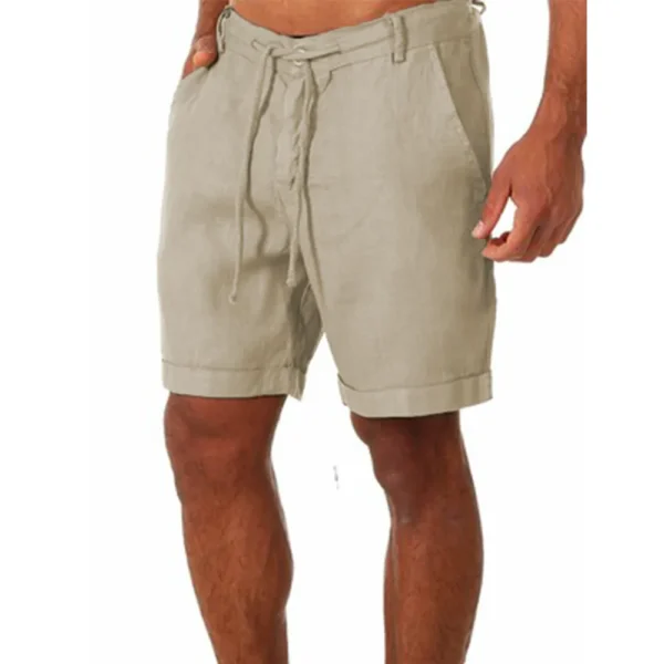 Bermudas masculina de linho de algodão, verão respirável cor sólida shorts, joggers casual streetwear - Image 2