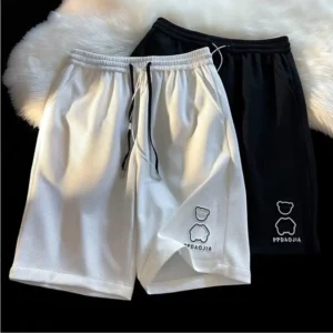 Shorts masculino, Bear Logo, Running Shorts, Y2K Streetwear, calças de ginástica, roupas masculinas, verão