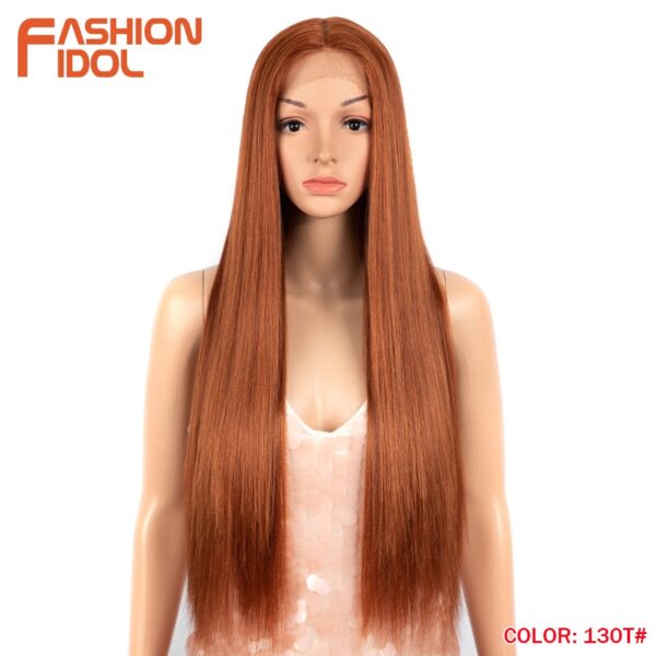 Peruca dianteira, moda ídolo cabelo sintético, do laço 30 Polegada peruca reta arco-íris colorido azul cosplay peruca resistente ao calor - Image 12