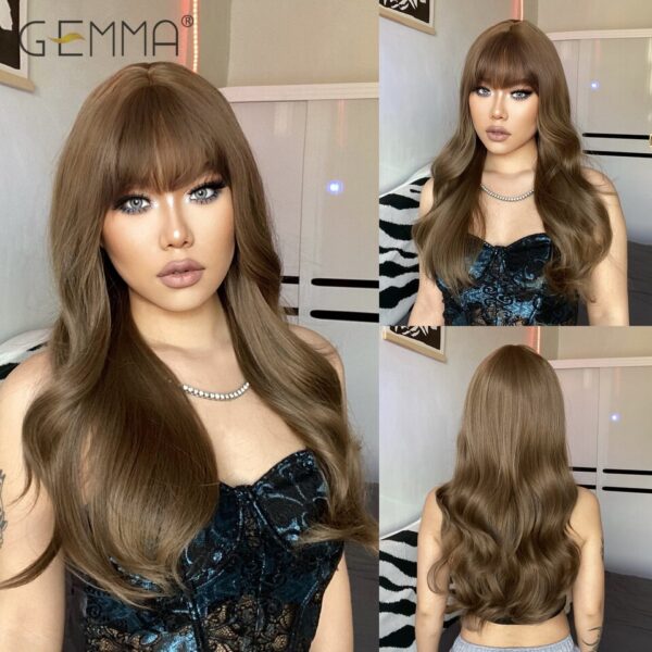 Peruca sintética longa ondulada cosplay GEMMA com Franja, peruca de cabelo natural para mulheres brancas, festa, resistente ao calor, rosa claro - Image 38