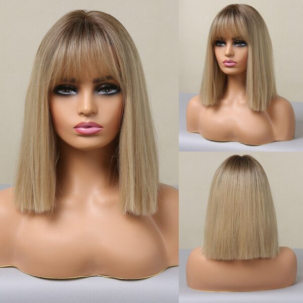 Perucas curta sintética, HENRY MARGU, para Mulheres Negras, Loiras, Marrons, Ombre Com Franja, Cabelo Cosplay, Resistente Ao Calor - Image 16