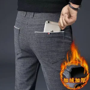 Calças masculina 4 estações, xadrez,  de negócios, roupas em linha reta casual harem calças tamanho 38