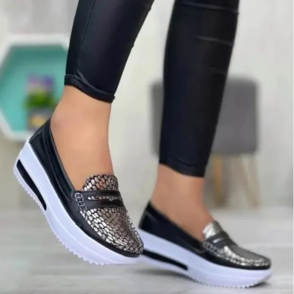 Sapatilhas feminina de couro, sapatos vulcanizados respiráveis, mocassins de luxo, moda casual, primavera, novo, 2023 - Image 2