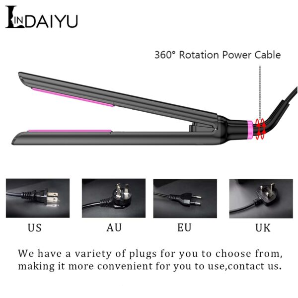 Prancha de cabelo, profissional de Titânio Flat Iron Straightener, Rápido, Elétrico Endireitamento Curls, Styling Tool, LDY 465F, 110-240V - Image 2