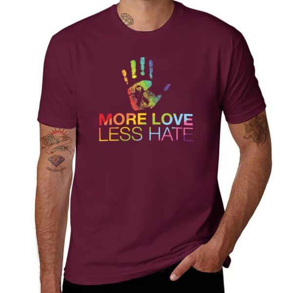 Camisetas masculina LGBTQ, More Love Less Hate, camisetas brancas roupas vintage, t-shirts - Image 14