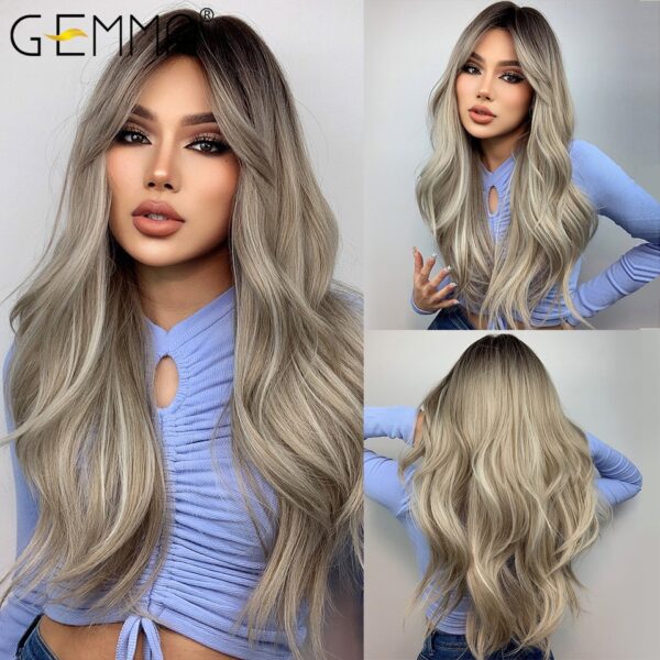 Peruca sintética longa ondulada cosplay GEMMA com Franja, peruca de cabelo natural para mulheres brancas, festa, resistente ao calor, rosa claro - Image 23