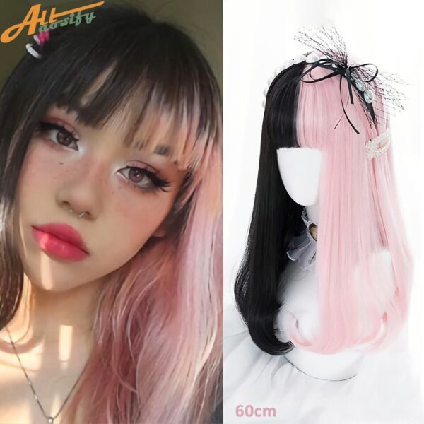 Perucas de cabelo sintético, LGBTQ, Allaosify, cosplay lolita feminino acessórios de cabelo longo encaracolado onda rosa azul anime cosplay. - Image 13