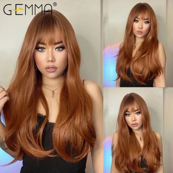 Peruca sintética longa ondulada cosplay GEMMA com Franja, peruca de cabelo natural para mulheres brancas, festa, resistente ao calor, rosa claro - Image 26