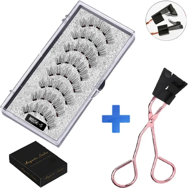 Cílios magnéticos, LEKOFO,  Natural Mink Eye Lashes, 5 Cílios Magnéticos, 4 Pares Ímãs, Faux Lashes Pinças, 8Pcs - Image 36