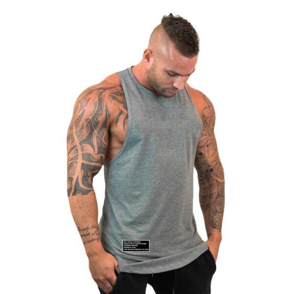 Camiseta masculina regata esportiva sem mangas, camiseta com corte muscular, camisa em y para treino - Image 14