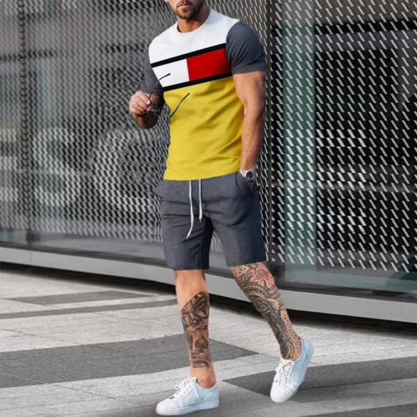 Camisetas + shorts masculino, conjunto, com padrão de rosto sorridente, grande roupa esportiva retrô, moda de rua casual, novo verão, 2023, 2 peças - Image 10