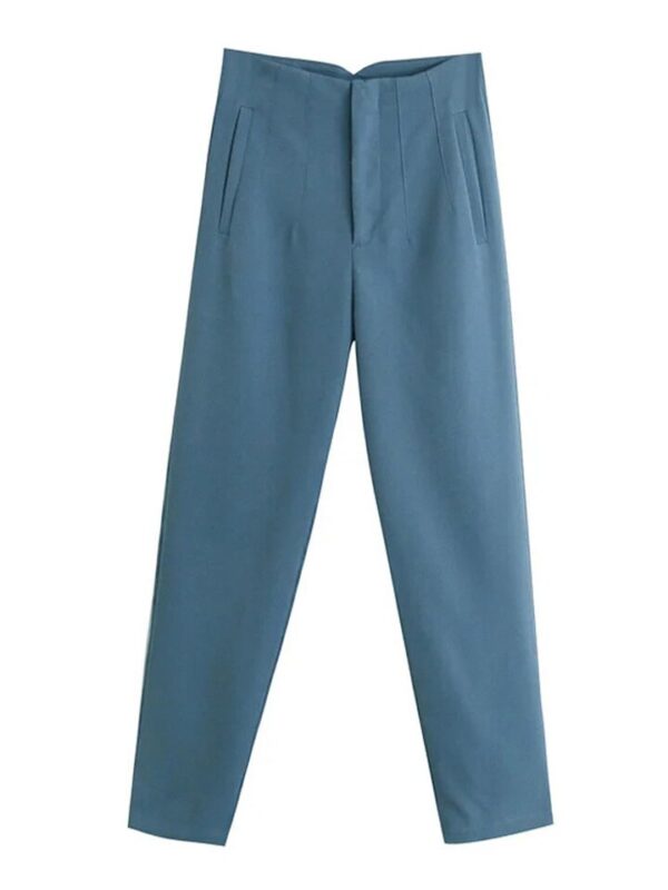 Calças feminina cintura alta, Pai Rann, elegantes e casuais, bege, calças justas femininas, moda, primavera - Image 2