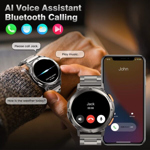 Relógio eletrônico inteligente 2023 KOSPET TANK T2 Smartwatch Ultra, Smartwatch AMOLED, Voz AI, Chamada Bluetooth, Rastreador De Fitness, Original,  digitais originais - Image 7