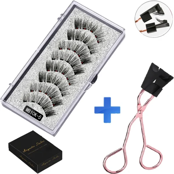 Cílios magnéticos, LEKOFO,  Natural Mink Eye Lashes, 5 Cílios Magnéticos, 4 Pares Ímãs, Faux Lashes Pinças, 8Pcs - Image 14