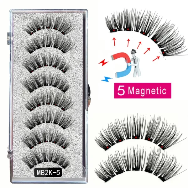 Cílios magnéticos, LEKOFO,  Natural Mink Eye Lashes, 5 Cílios Magnéticos, 4 Pares Ímãs, Faux Lashes Pinças, 8Pcs - Image 18