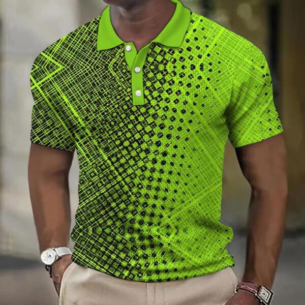 Camisetas masculina, retro Polo, manga curta, 3D manchado , casual, solta camisa de grandes dimensões, alta qualidade, roupas esportivas, tops macios - Image 15